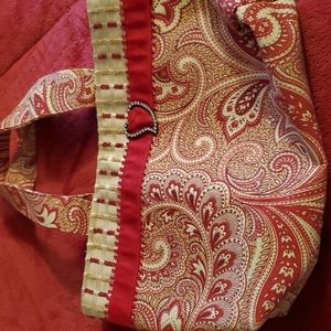 Purse, bag. Super cute. Red & Creme, Denim